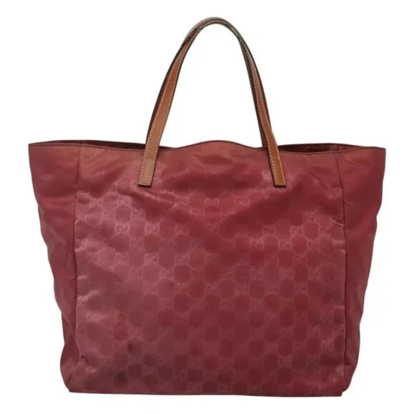 GUCCI GG Canvas Tote Bag Nylon Pink Silver 282439 Auth ti3238 - Picture 12 of 16